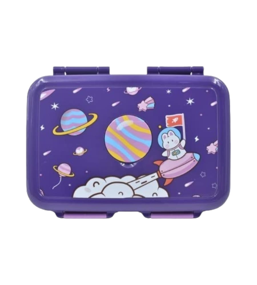 Fancy Thermal Insulated Lunch Box - 3-Compartment Leakproof Steel Tiffin (Blue)